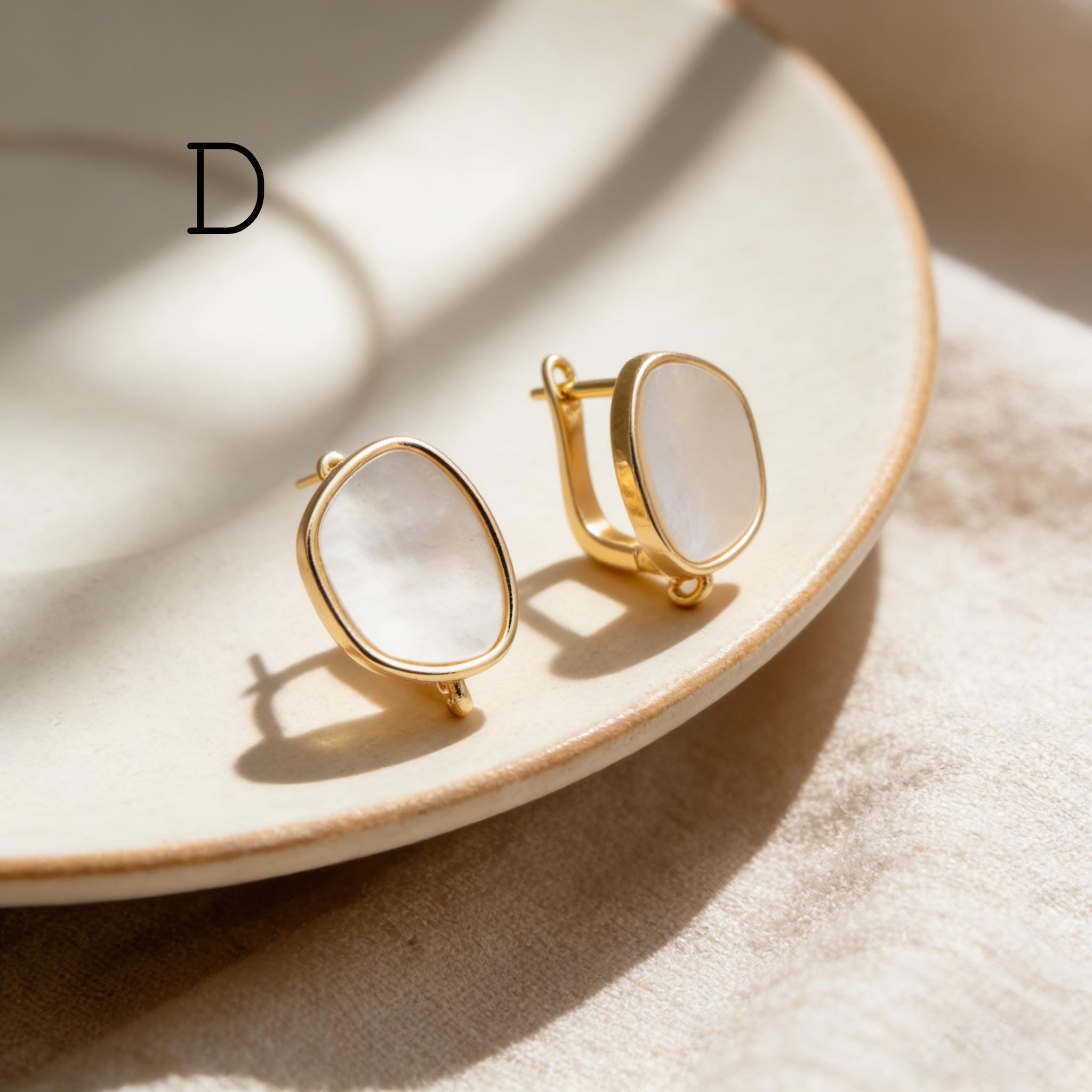 4pcs Gold Click-in Style Stud Earring, Leverback Earring with Loop, Earring Finding Wholesale (GB-3904)